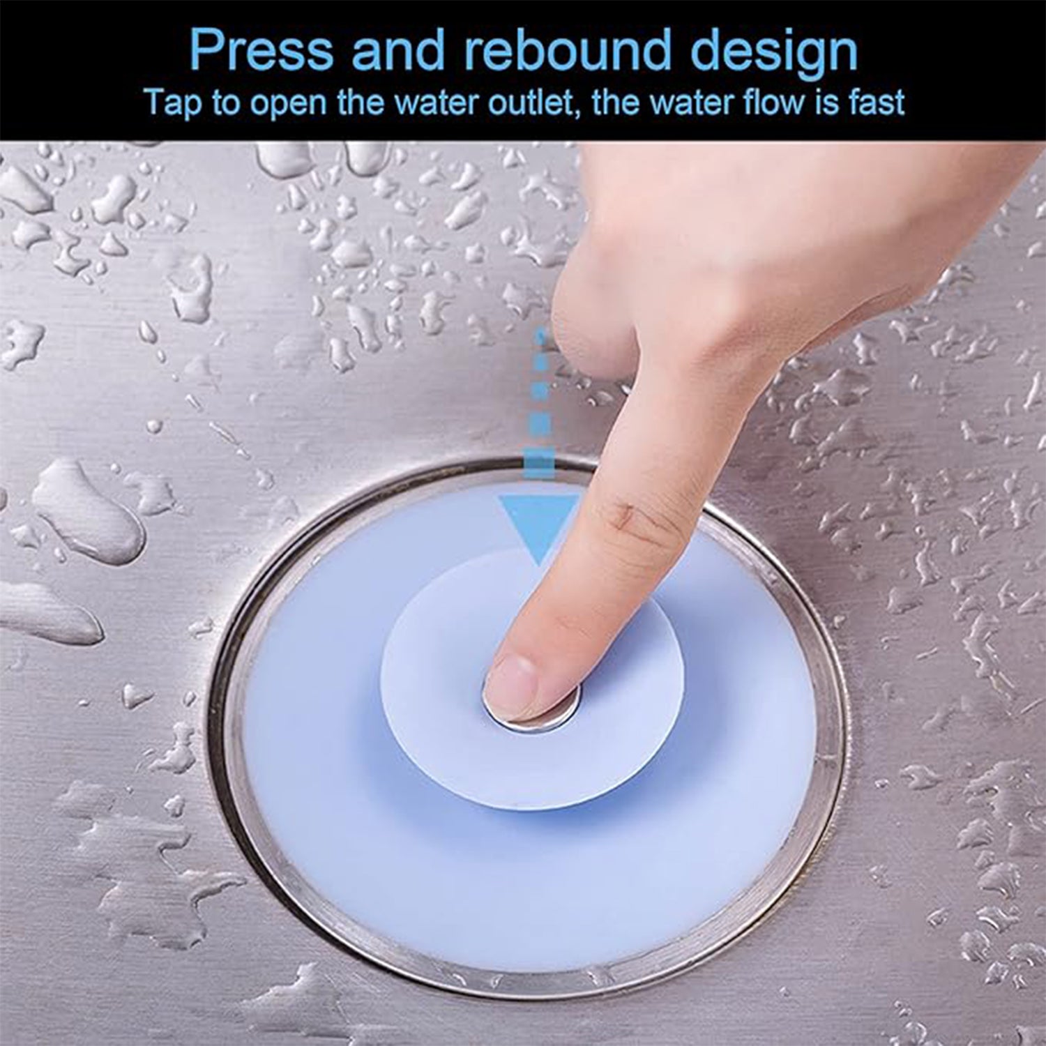 2-in-1 Blue Silicone Sewer Sink Sealer Cover Drainer (Multicolour  1 Pc)