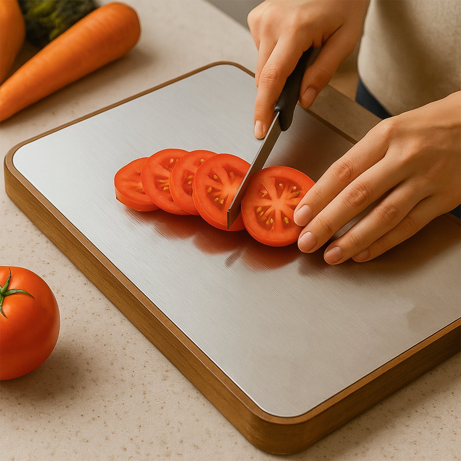 Medium Cutting Board With Wooden Handle (1 Pc)