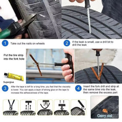 Tyre Puncture Repair Kit With 3 Seal Strips (5 Pcs Set) - Superior eMart