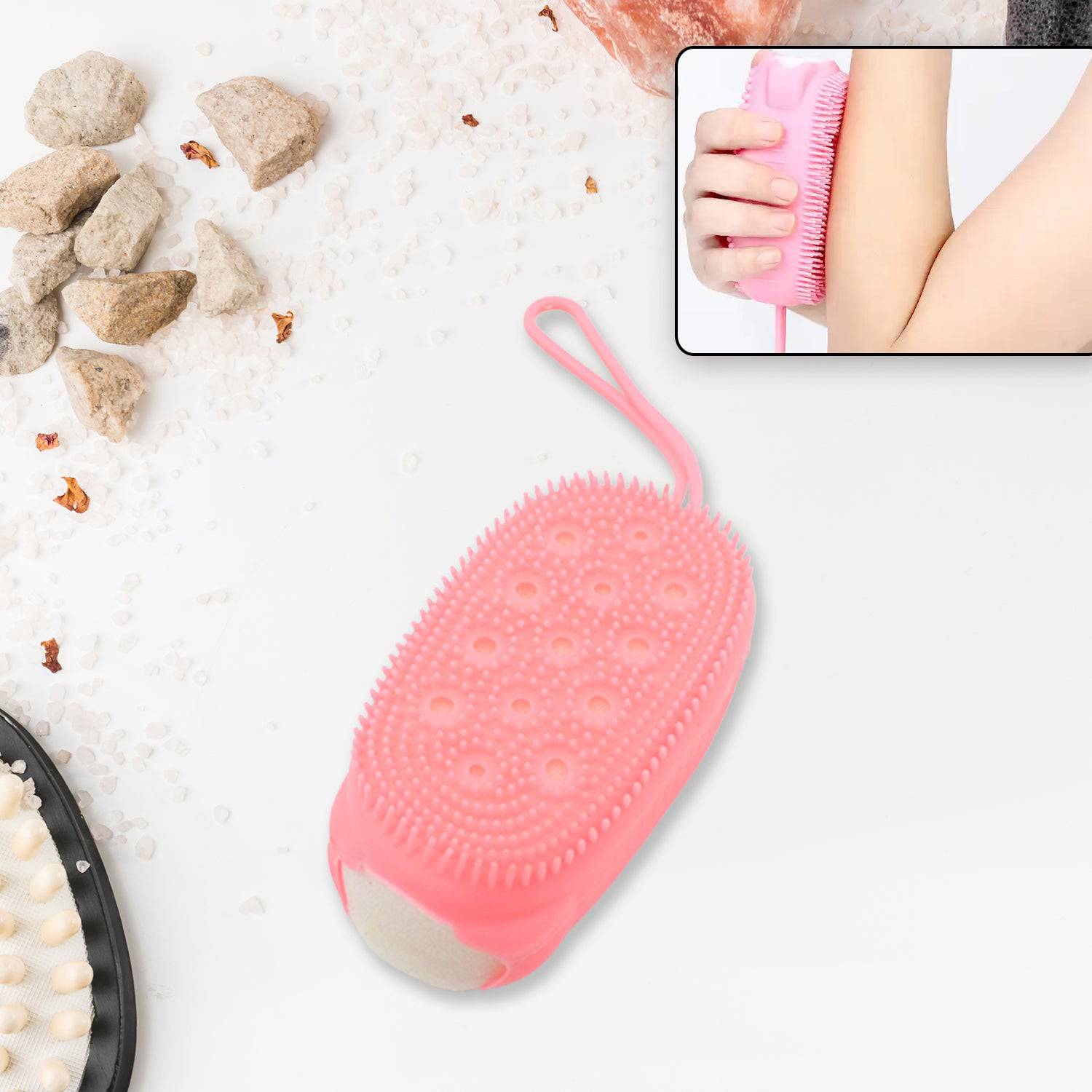 1436  Silicone Super Soft Silicone Bath Brush Double-sided Body Scrubber Brush For Deep Cleasing Exfoliating Ultra-soft Scrubber(1 Pc) - Superior eMart