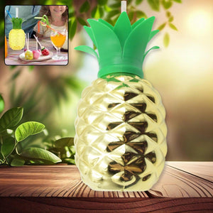 Pineapple Cup with Straw (1 Pc) - Party Favors, Hawaiian, Beach.