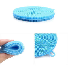 Non-stick, heat-resistant silicone scrubber sponge for dishes.