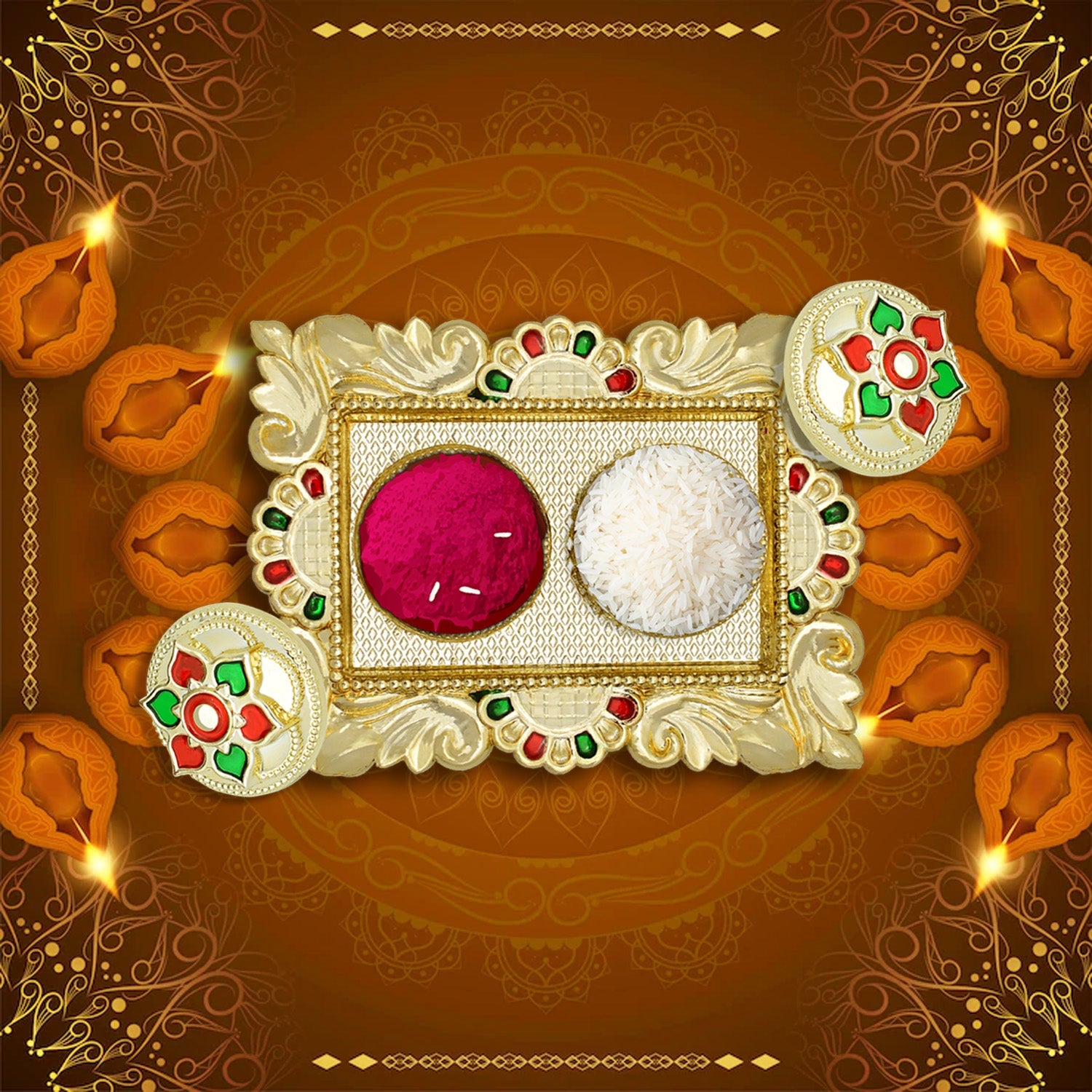 Rakasha Bandhan Special Puja Thali, Kumkum Thali Holder, Pooja Return Gift, Indi - 5996_aa1_kumkum_dish