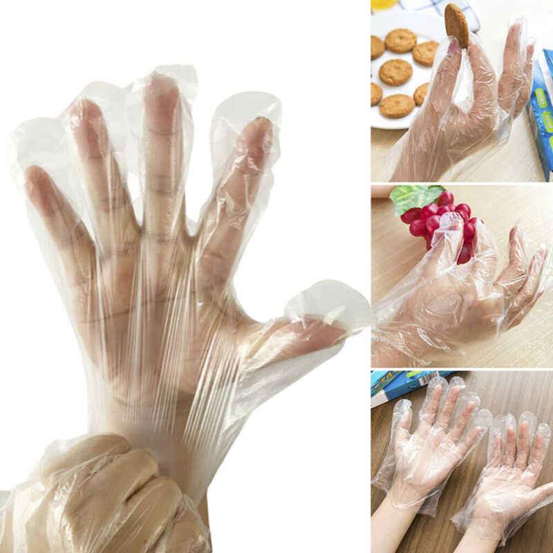 0670 Plastic Transparent Disposable Clear Gloves (White) (100pc) - Superior eMart