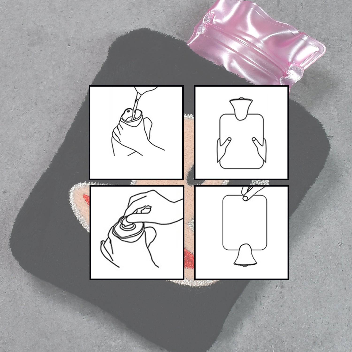 6522 Black Monkey Small Hot Water Bag With Cover For Pain Relief Neck Shoulder Pain And Hand Feet Warmer Menstrual Cramps. - Superior eMart