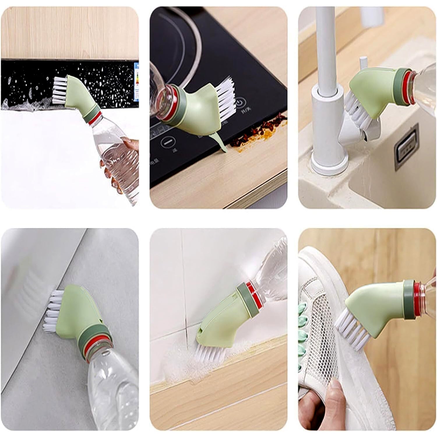 Multipurpose Bottle-Connectable Cleaning Brush With Built-in Scraper (1 Pc)