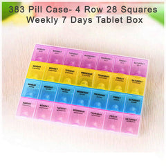 Medicine box with 28 squares, ideal for organizing tablets for the week.