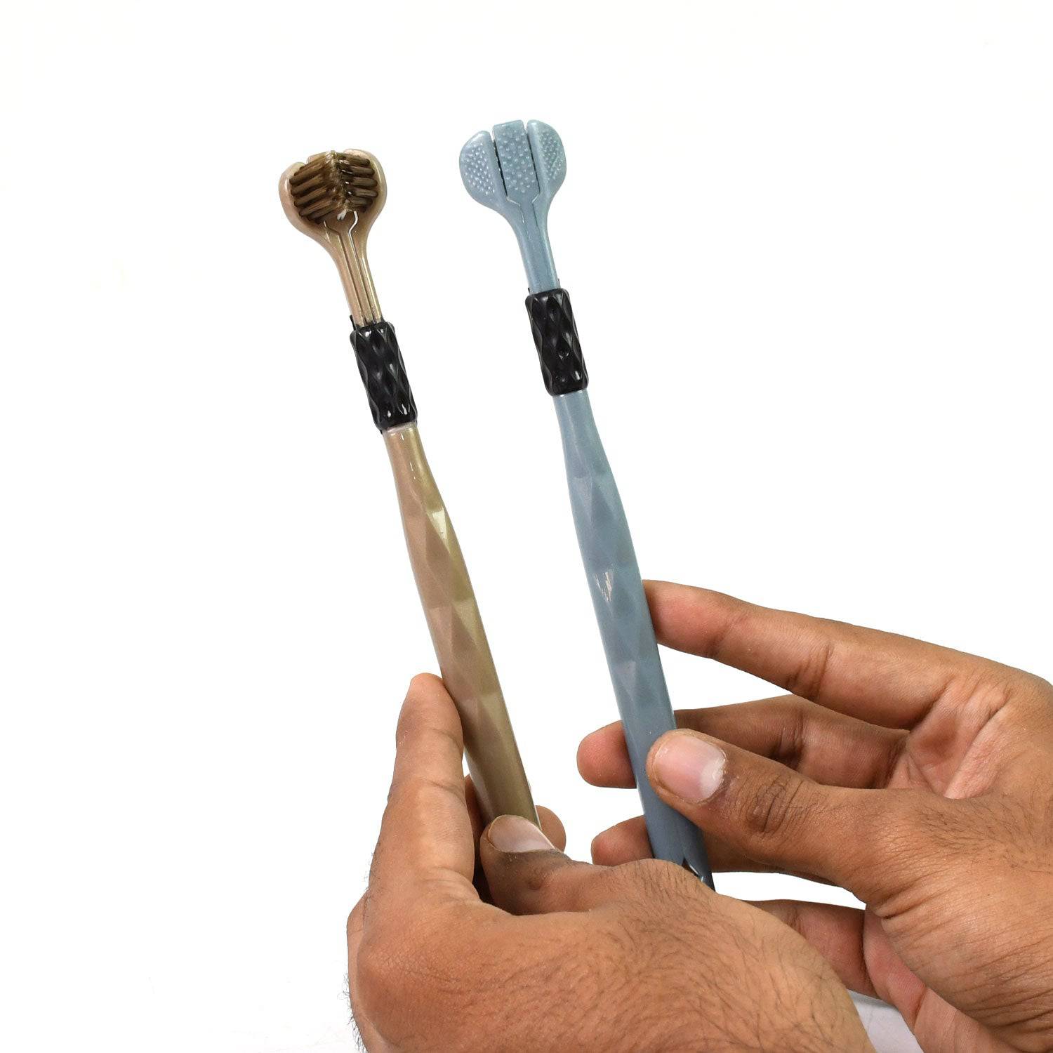 3 Sided Toothbrush Soft Bristle Toothbrush (2 Pc Set) - Superior eMart