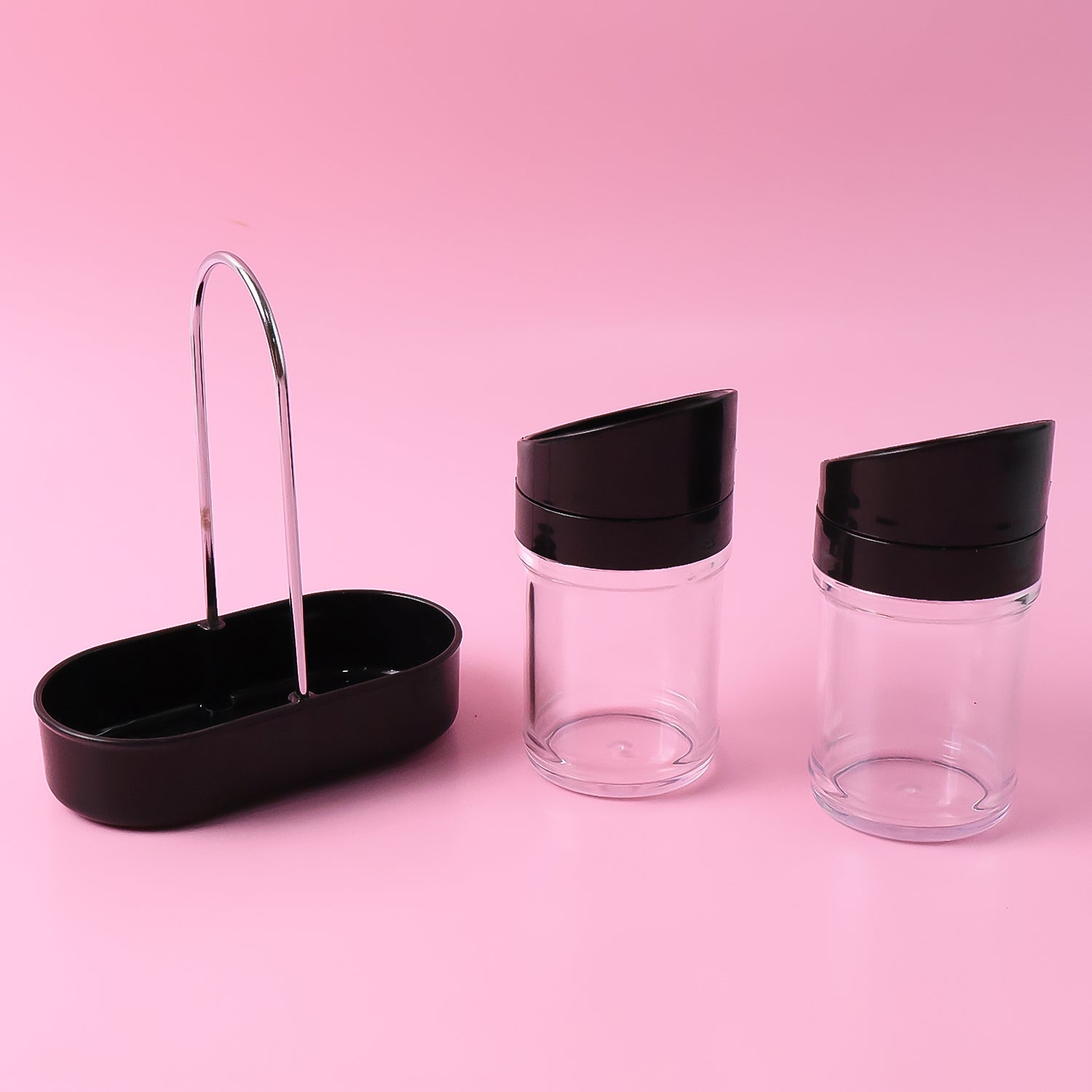 Salt N Pepper 2-piece Plastic Jar Set With Stand