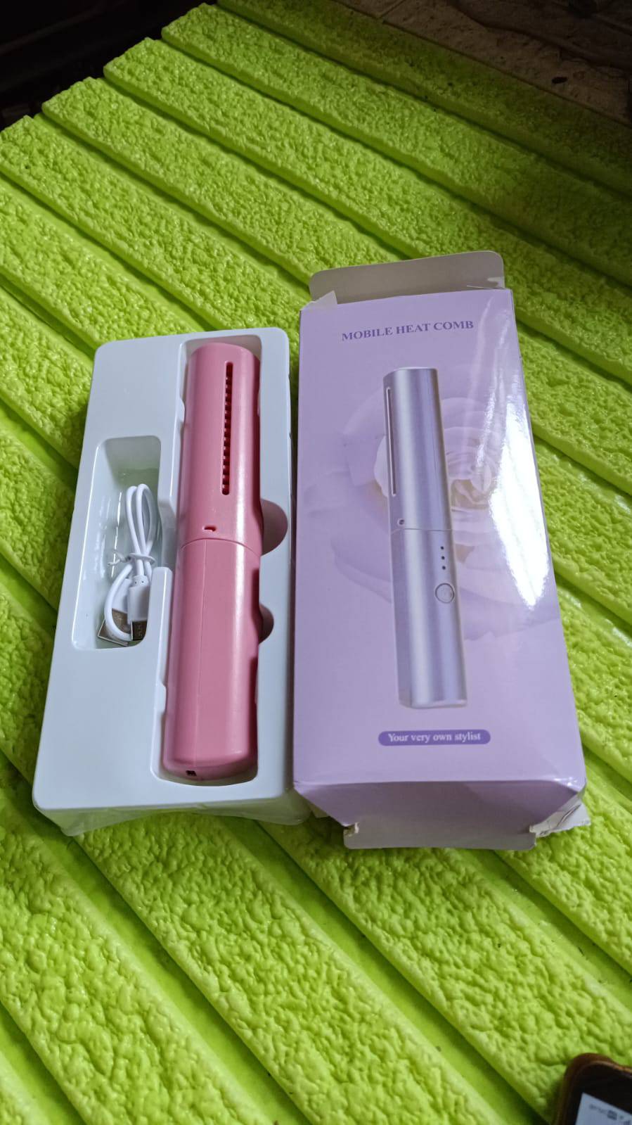 13072 Rechargeable Mini Hair Straightener Travel Portable Usb Charging Cordless Hair Straightener Bursh Three Temperature Adjustments Flat Iron Comb (1 Pc) - Superior eMart