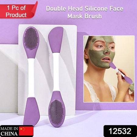 12532 Double-headed Silicone Mask Brush Face Cleansing And Applying Mud Mask Beauty Salon Special Brush Smear Tool Facial Scrub Silicone Wash Scrubber Face Tools (1 Pc) - Superior eMart