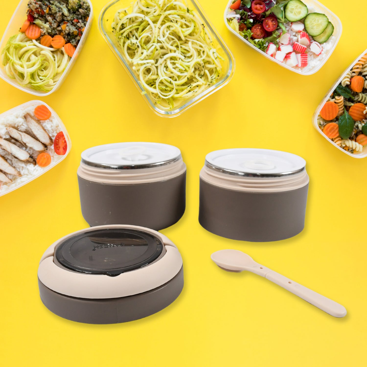 Multicolor 2 Layer Portable Lunch Box Stainless Steel Airtight Leak-Proof Lunch Box for Office, School, Picnic