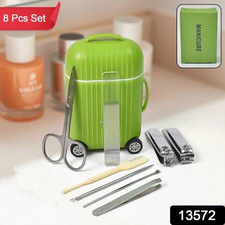 Manicure Kit Pedicure Tools For Feet Nail Clipper (8 Pcs Set  With Mini 4 Wheel Suitcase Trolley) - Superior eMart