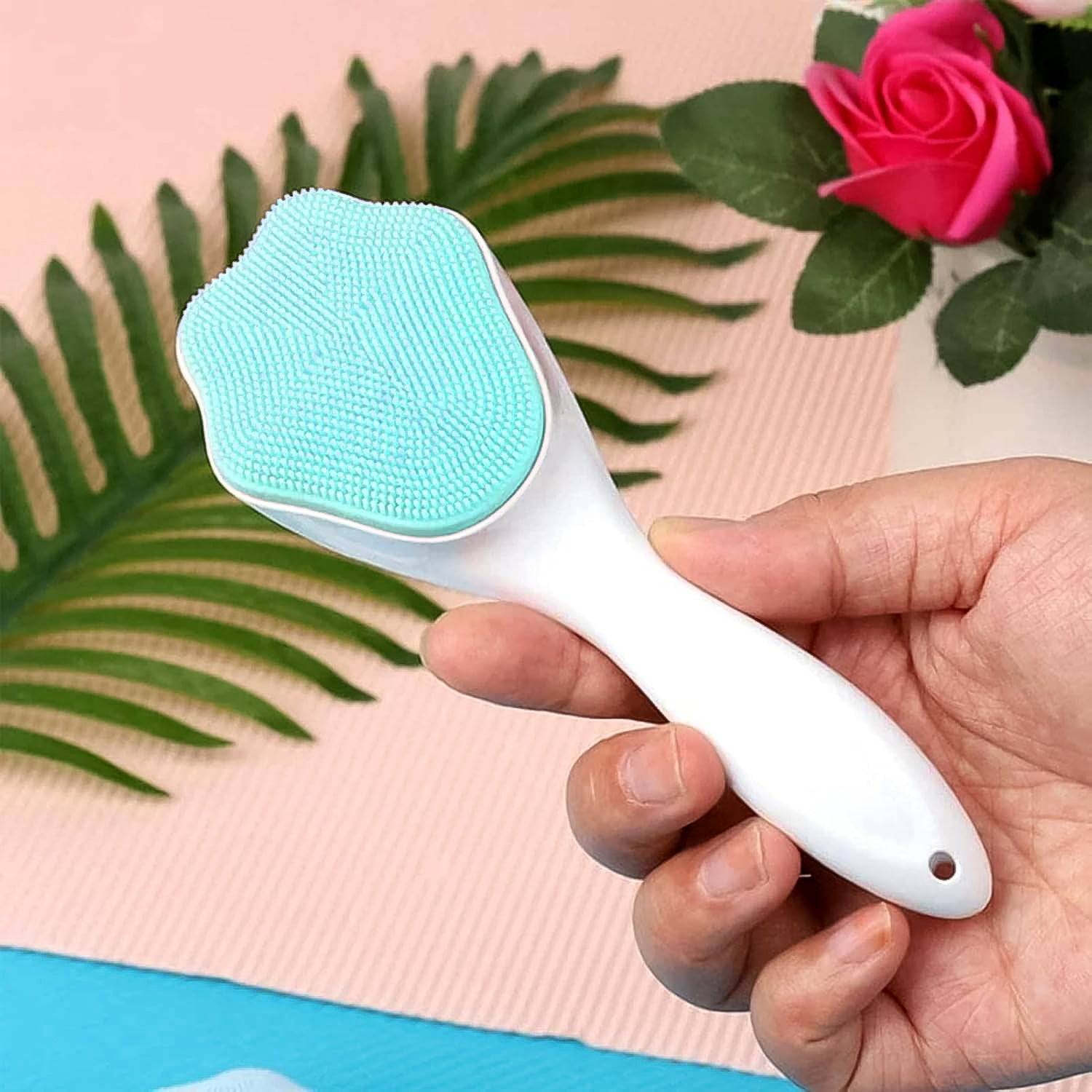 Silicone Face Scrubber Exfoliating Brush Manual Handheld Facial Cleansing Brush (1 Pc) - Superior eMart