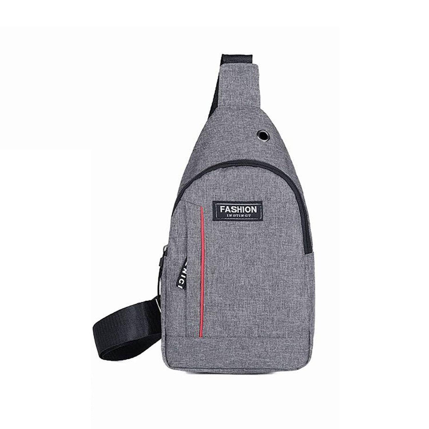 Grey Waterproof Anti Theft Crossbody Fanny Pack Waist Bag Pu Leather Shoulder Bags Chest Men Casual Fashion Usb Charging Earphone Hook Sling Travel Messengers Bag - Superior eMart