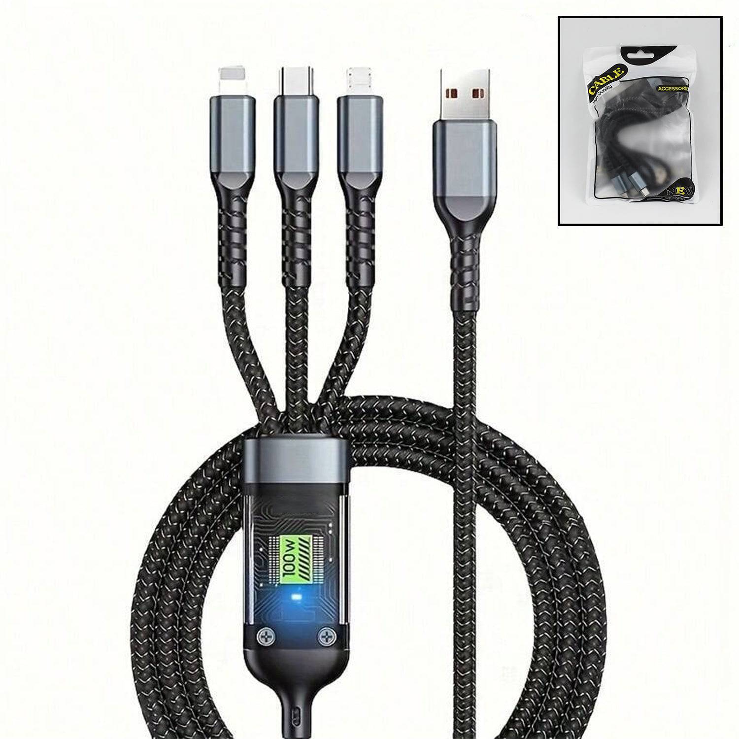 3-in-1 Super Fast Charging Cable 100w - Superior eMart