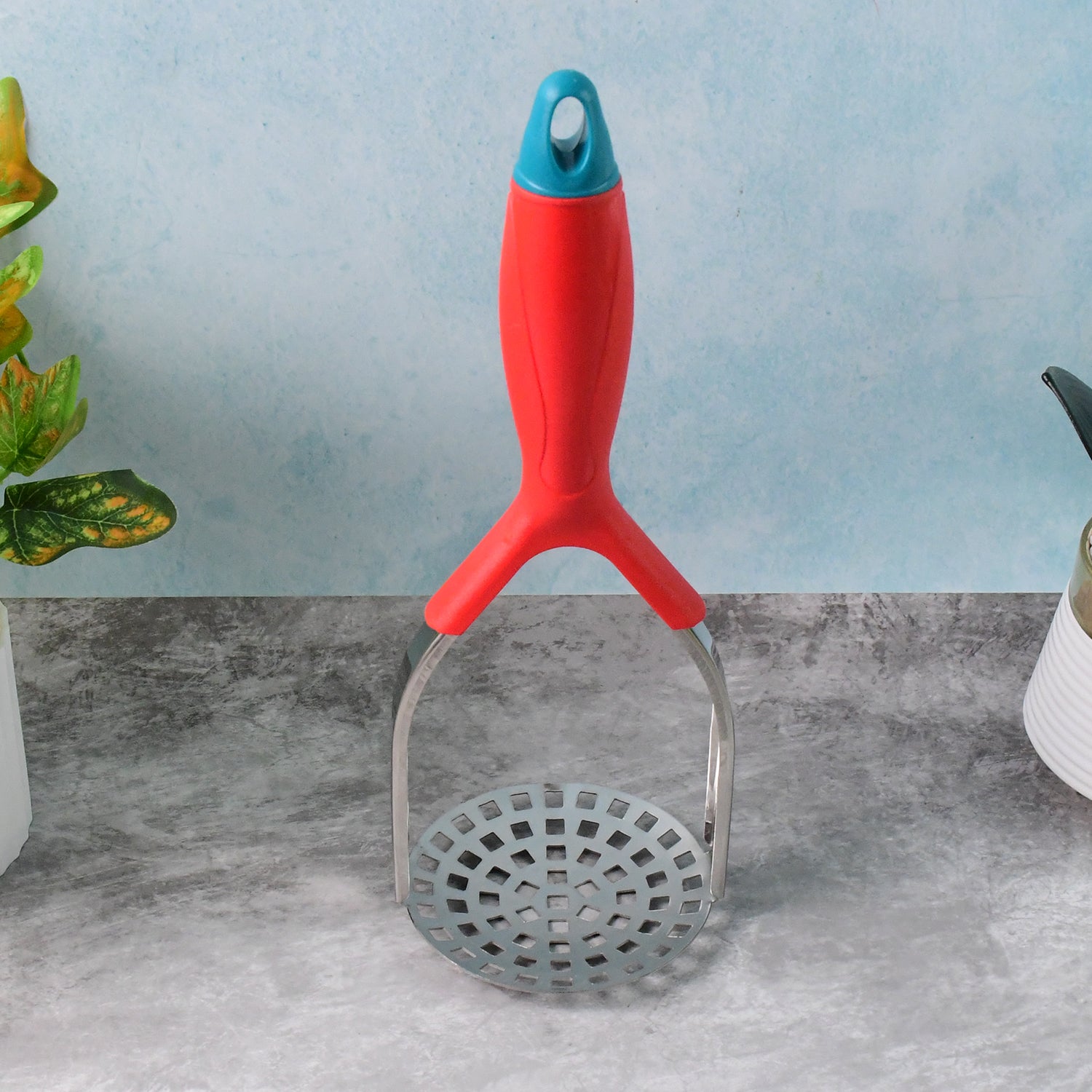 Kitchen Food Masher | Heavy Duty Masher for Fruits, Veggies & Potatoes | Soft Grip Handle (1 Pc)