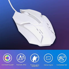 Usb Wired Mouse Gaming Mouse Colorful  Lighting Luminous  (1 Pc  Wihte) - Superior eMart