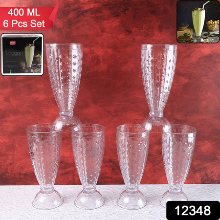 Transparent Milkshake Glass Set (400ml  6 Pc)