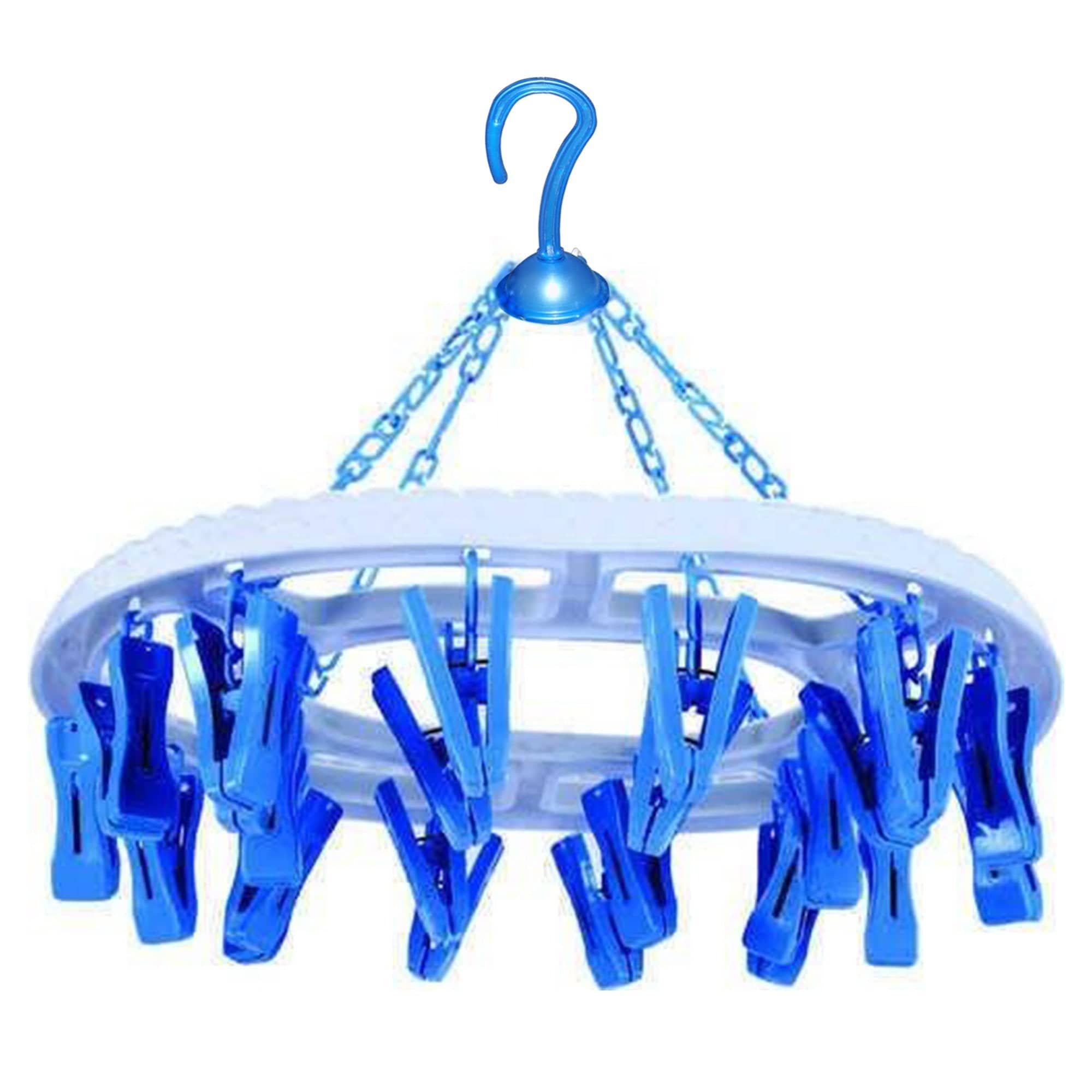 1366 Round Cloth Drying Stand Hanger With 18 Clips (Multicolour) - Superior eMart