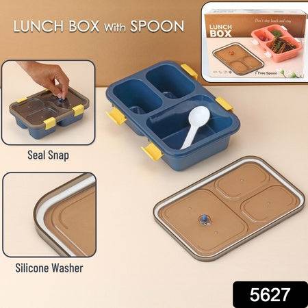 5627 Plastic Lunch Box For Kids Lunch Box For Kids 3 Compartment Insulated Lunch Box Tiffin Box For Boys Girls School  Office Men (3 Compartment Lunch Box) - Superior eMart