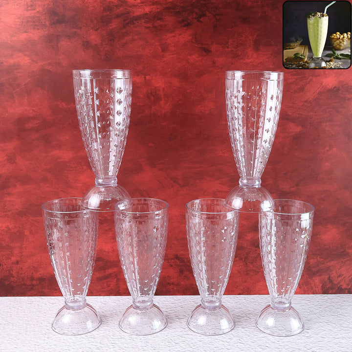 Transparent Milkshake Glass Set (400ml  6 Pc)