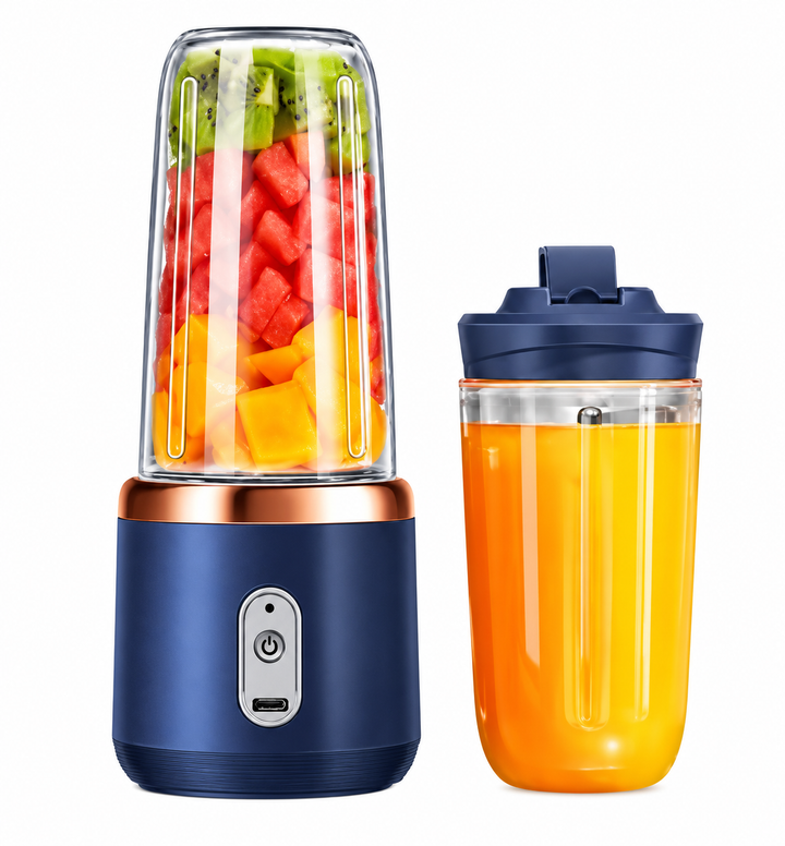 Portable USB Rechargeable Mini Juicer Blender with Travel Bottle, Electric Fruit Juice Maker, Smoothie & Milkshake Mixer for Home, Office & Gym