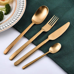 5593 Unique Golden Egg Storage Modern Tableware Steak Knives Fork Flatware Set Tableware Gold Cutlery Set Dishwasher Safe Mirror Finished With Gift Box For Halloween 24pcs Set) - Superior eMart