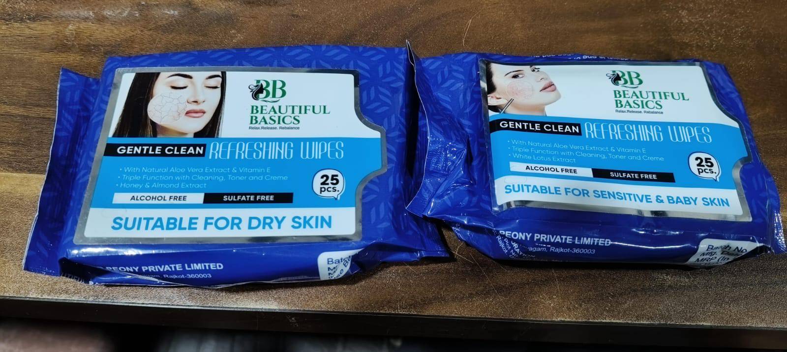 Beautiful Basics Dry  Sensitive Skin Face Wipes (2 Pkts X 50 Pcs Wipes) - Superior eMart