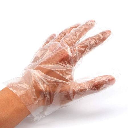 0670 Plastic Transparent Disposable Clear Gloves (White) (100pc) - Superior eMart