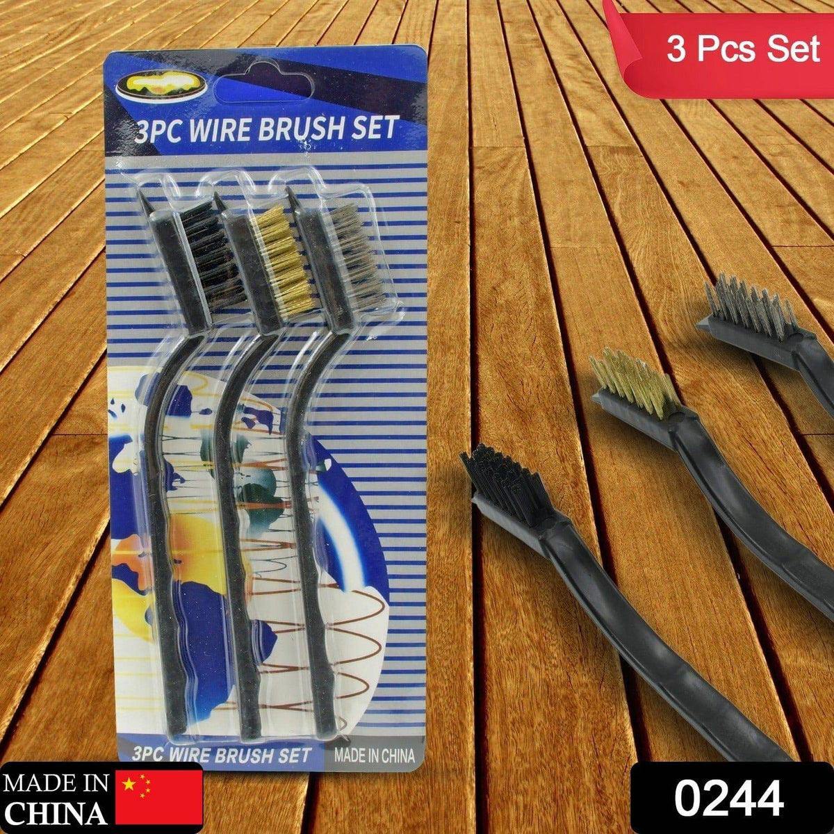 244 -3pcs Mini Wire Brush Set (Steelnylonbrass Brush) - Superior eMart