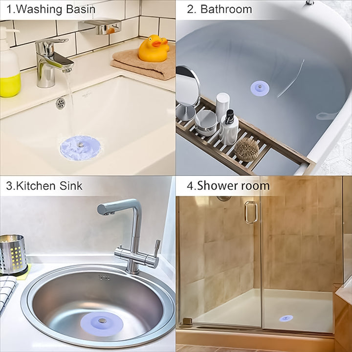 2-in-1 Blue Silicone Sewer Sink Sealer Cover Drainer (Multicolour  1 Pc)