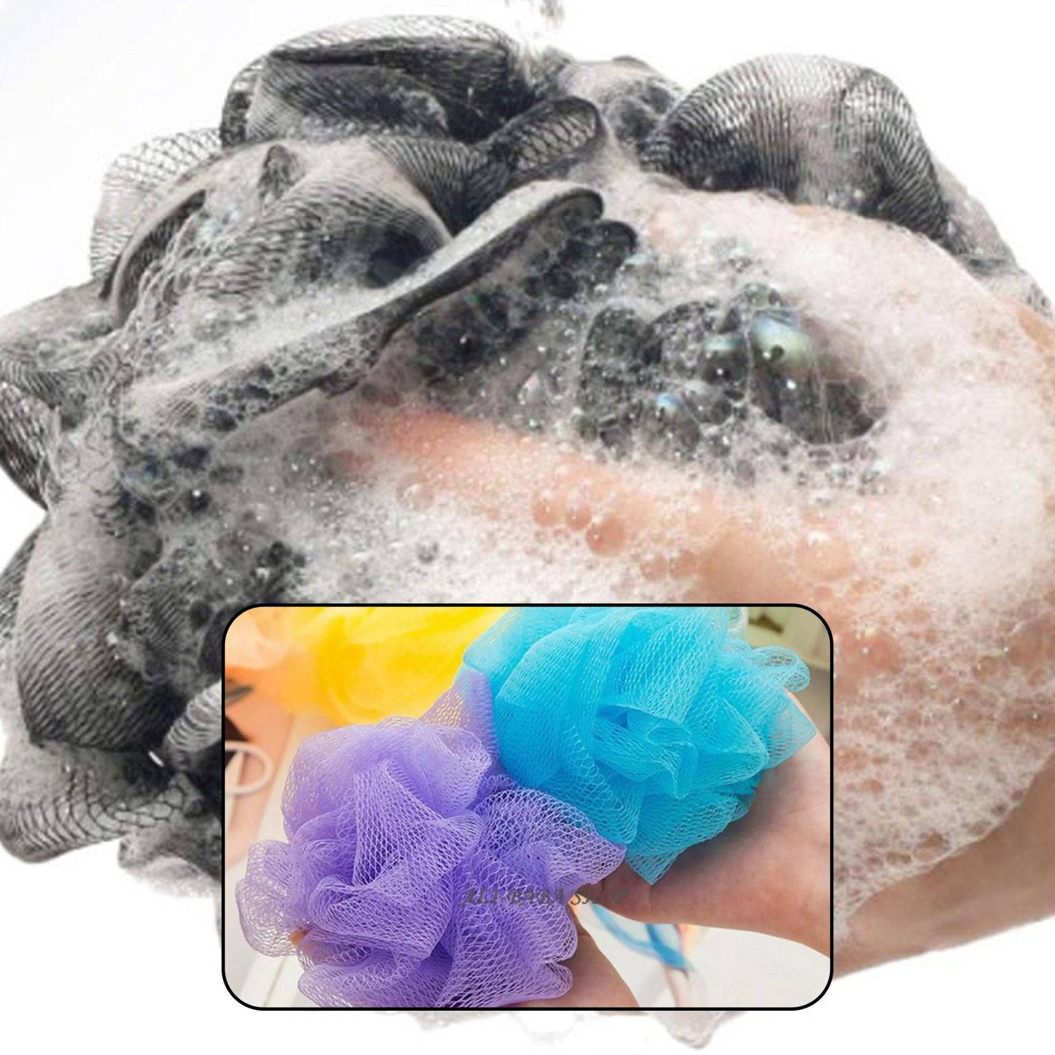 6074 Bath Shower Loofah Sponge Pouf Body Scrubber (Pack Of 6pcs) - Superior eMart