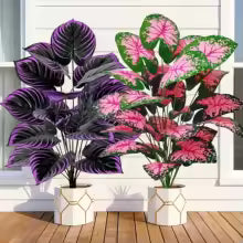 Set of 2 Artificial Caladium Plants – Colorful Home Decor
