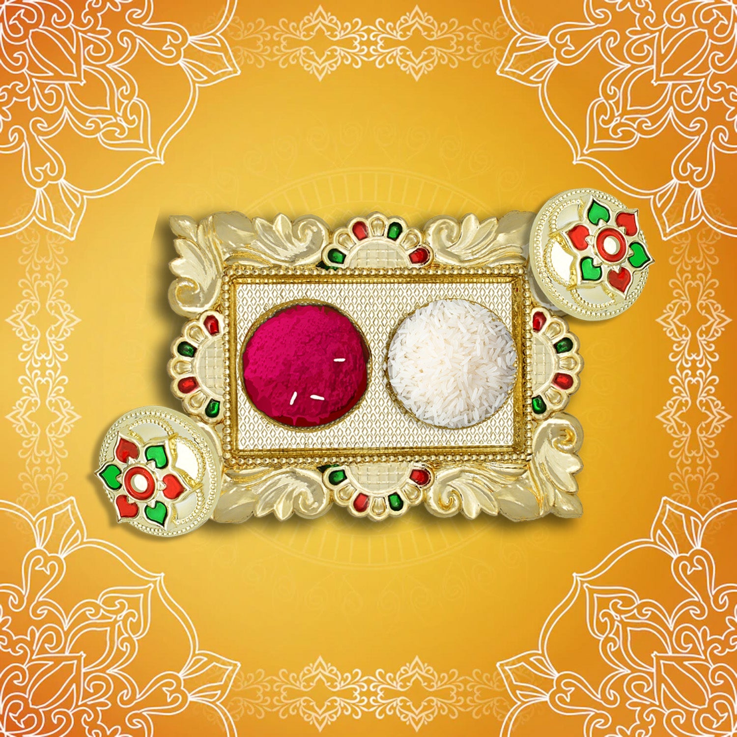 Rakasha Bandhan Special Puja Thali, Kumkum Thali Holder, Pooja Return Gift, Indi - 5996_aa1_kumkum_dish