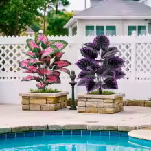 Set of 2 Artificial Caladium Plants – Colorful Home Decor