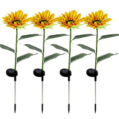 Garden Solar Sunflower Outdoor Led Light  Inserted Ground Simulation Plant (4 Pcs Set) - Superior eMart