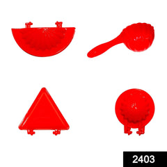 Red plastic kitchen tool molds, 4 pieces set for dough pressing