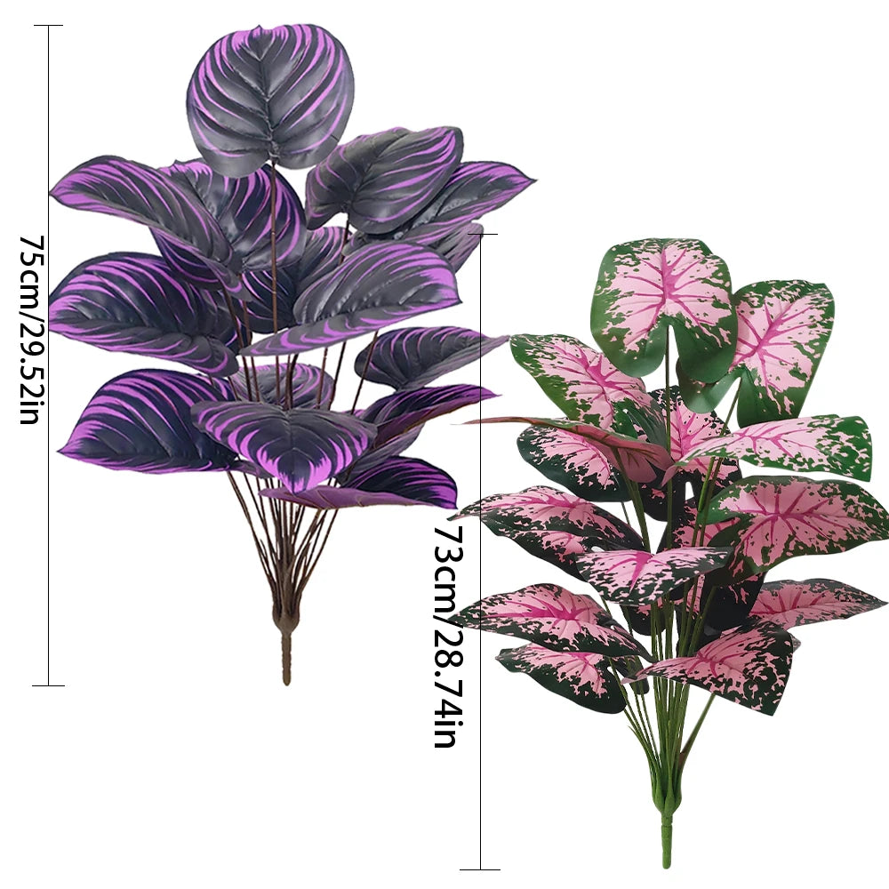 Set of 2 Artificial Caladium Plants – Colorful Home Decor