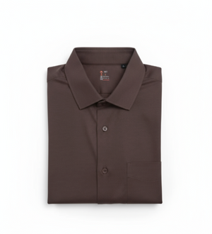 Folded brown shirt on a white background
