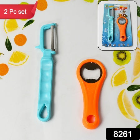 Vegetable fruit peelers slicer bottle opener kitchen peeler for veggies, fruits, potatoes, and carrots. It also has a plastic handle and can open wine bottles and cold drinks (2 pieces)