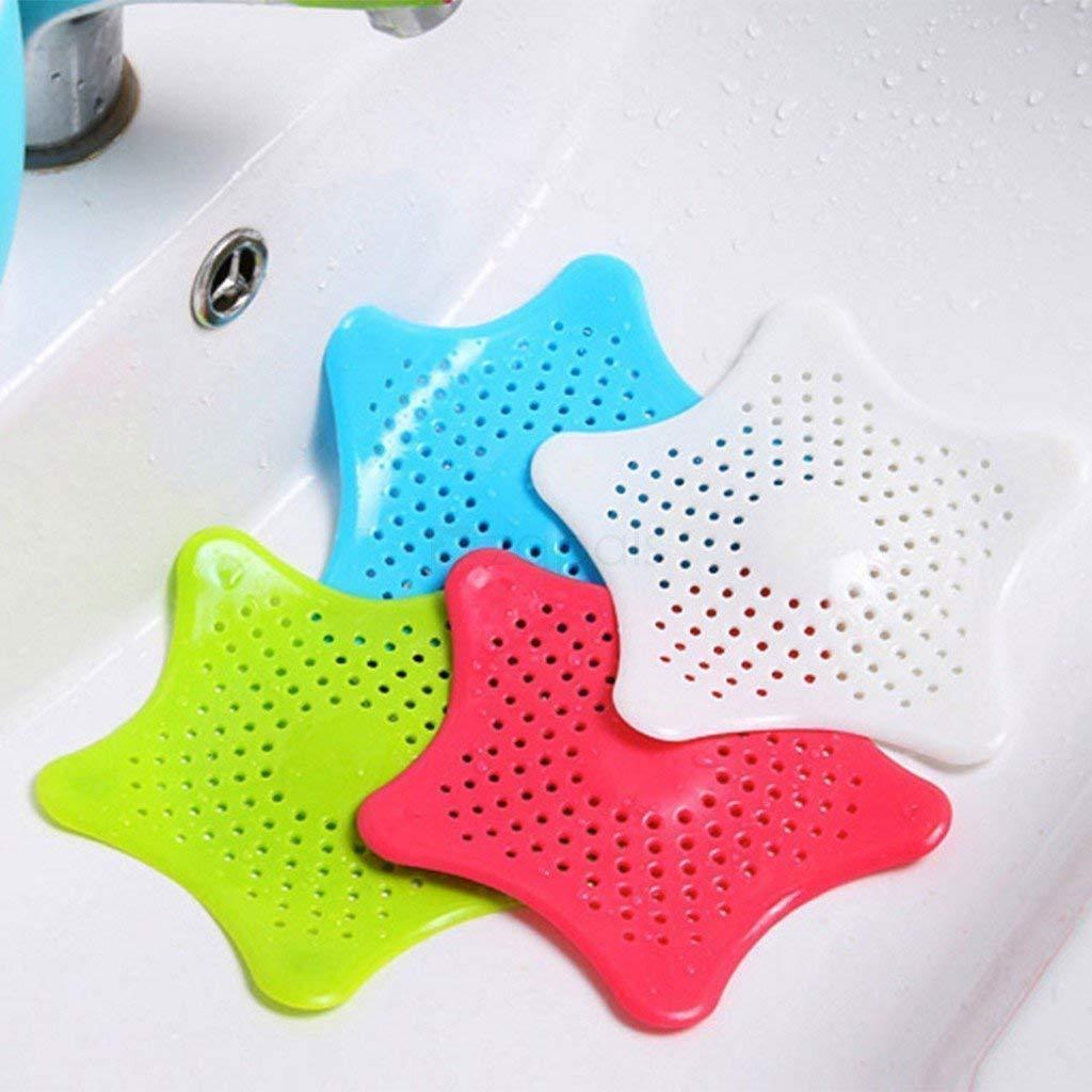 Star-shaped drain strainer for catching hair in bathroom sinks