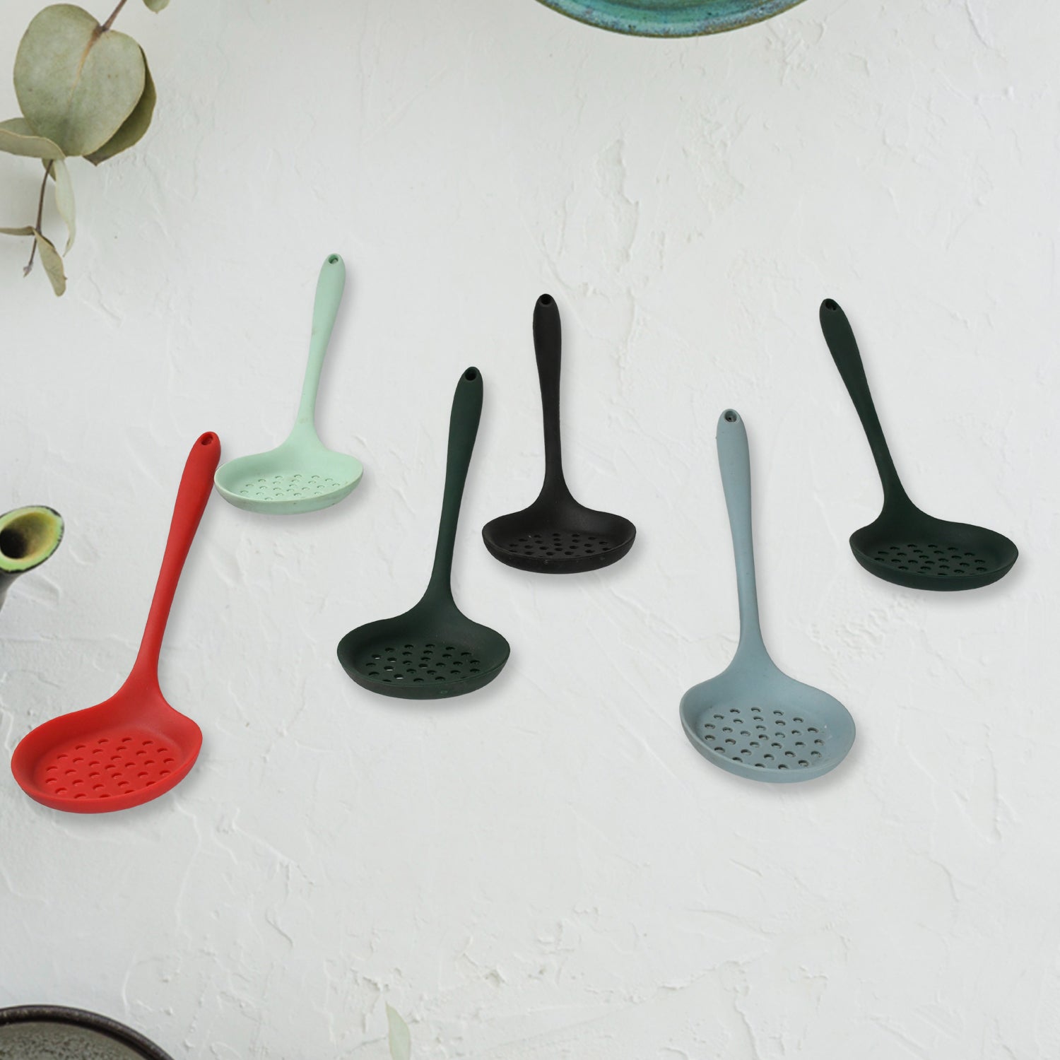 Multipurpose Silicone Spoon, Silicone Basting Spoon Non-Stick Kitchen Utensils H - 5658_silicone_colander_spoon_6pc_no48