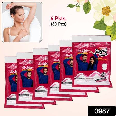 Beautiful Basics Underarms Sweat Pads Disposable (Pkts 6x 60 Pcs Set) - Superior eMart