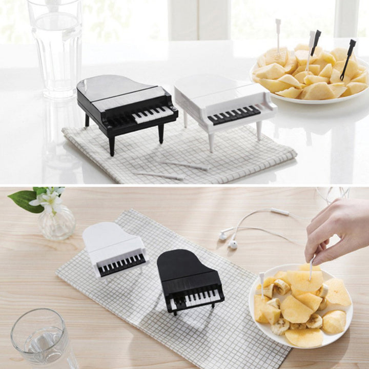 Creative Piano Fruit Forks Set / Food Sticks For Dessert / Fruit Snack Picking Kitchen Dining Tools (10 Pc Set)
