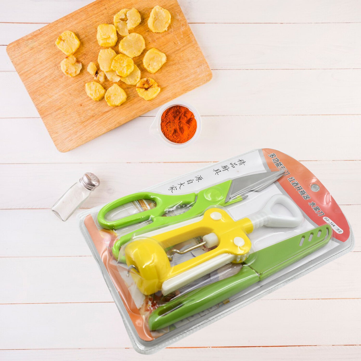 Multifunction Kitchen Tools Stainless Steel And Plastic Kitchen Knife And Scissor