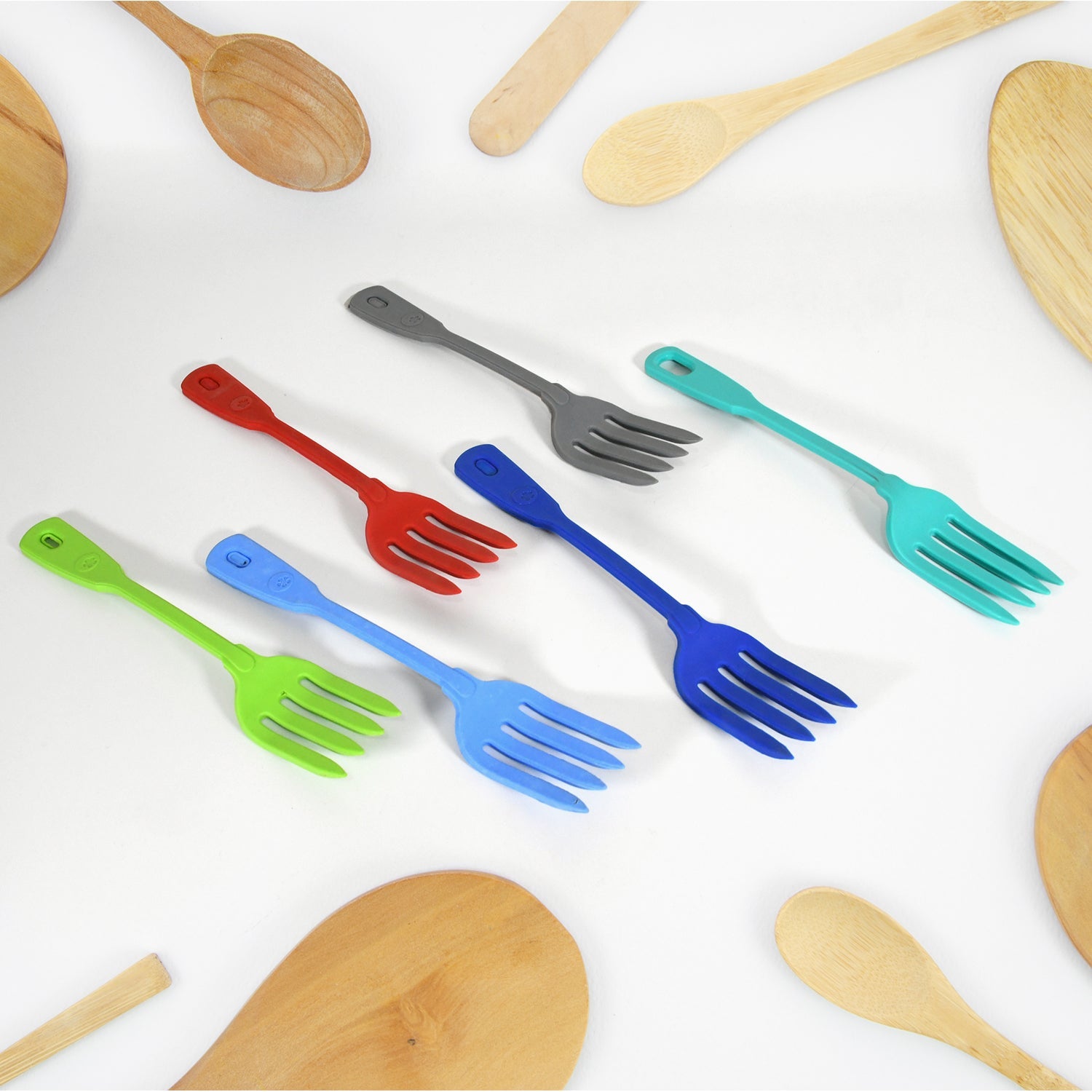 Multipurpose Silicone Spoon, Silicone Basting Spoon Non-Stick Kitchen Utensils H - 5692_silicone_fork_spoon_6pc_no34