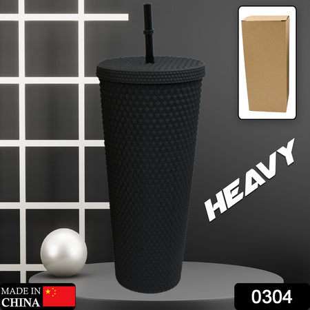 Cup With Straw Reusable Matte Studded Tumbler With Leak Proof Lid BPA Free (1 Pc)