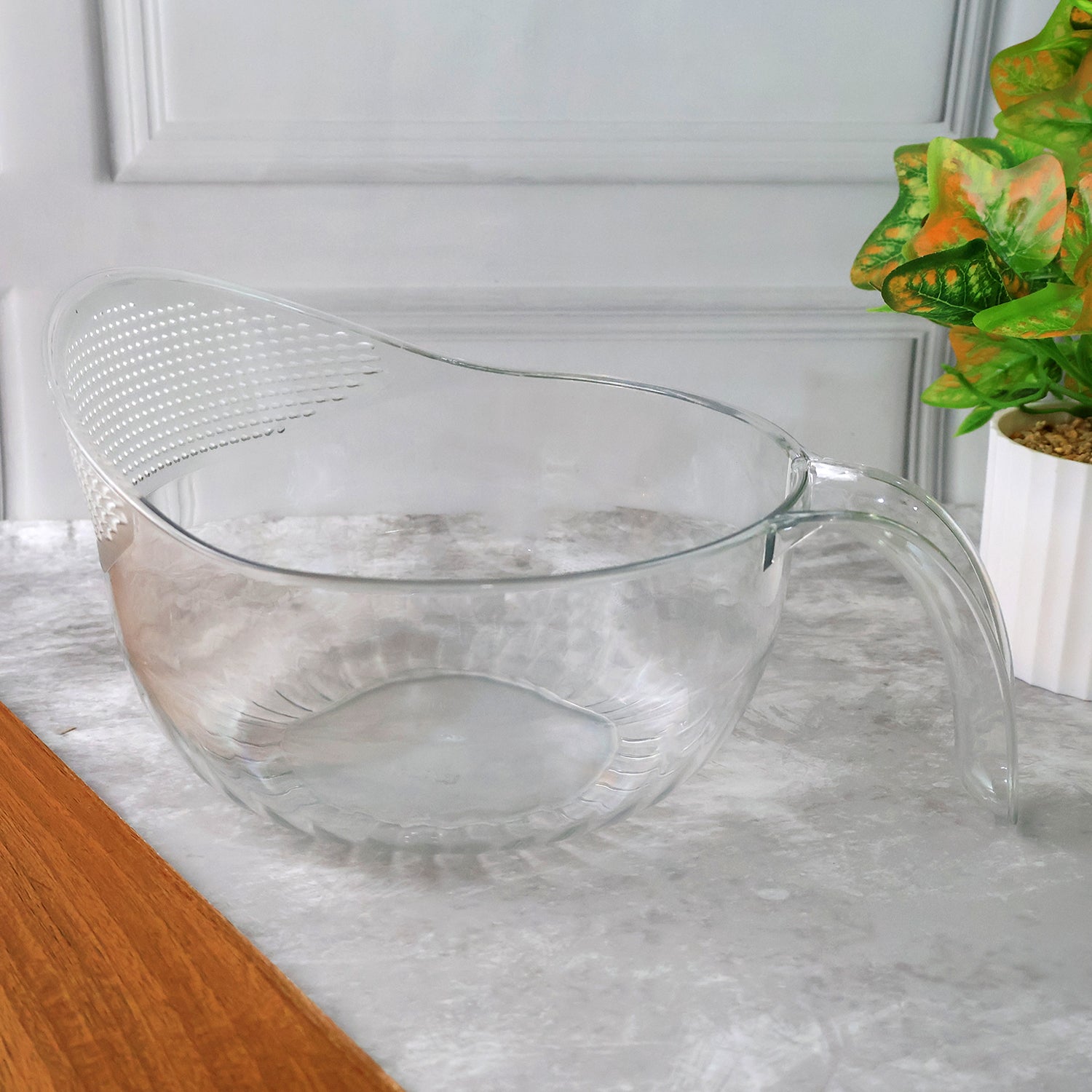 Multipurpose Transparent Plastic Bowl With Handle (1 Pc)