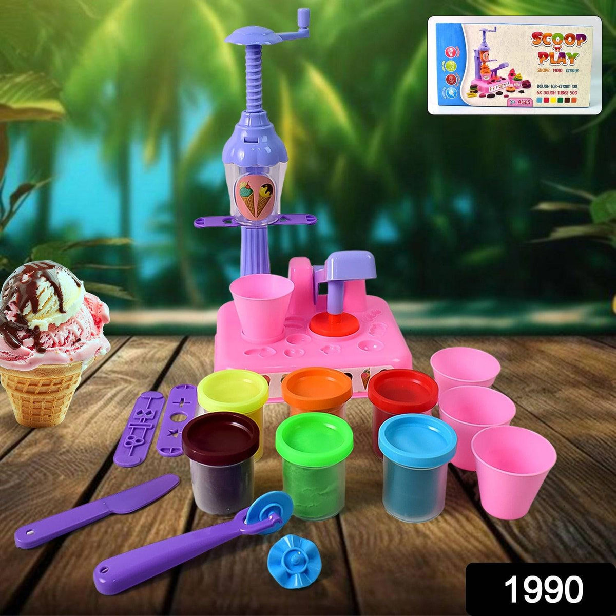 Scoop And Play Set Color Dough For Kids Play Toys Ice Cream Maker Machine (36 Pcs Set) - Superior eMart